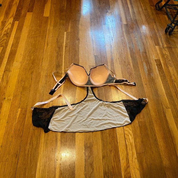 Black Lace Bra/Lingerie All In 1 Set Exposed by Magic Silk XL - Picture 6 of 6